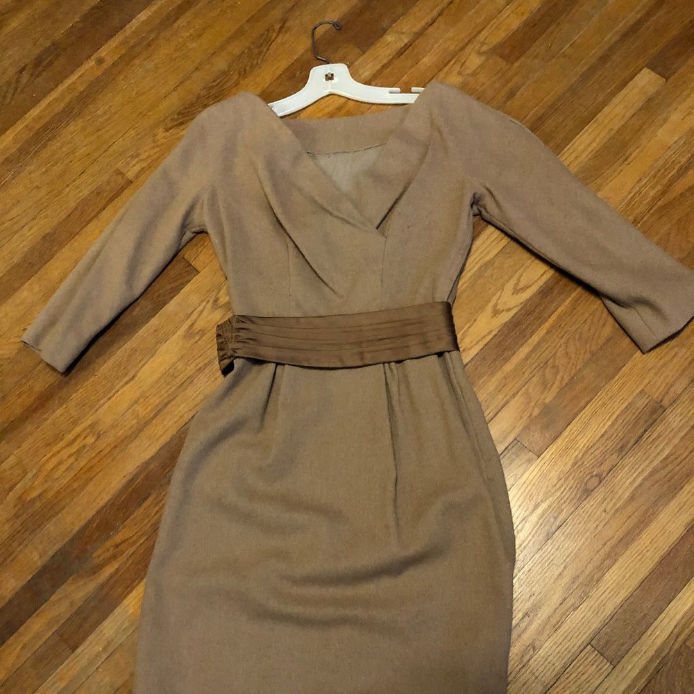 Rare Vintage Tan Wiggle Dress 1950s